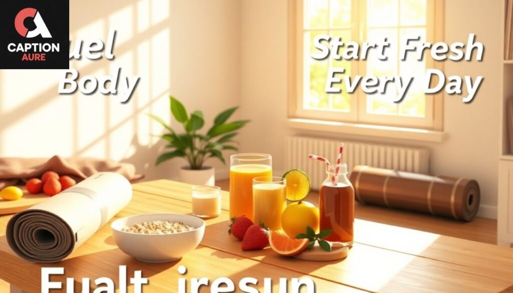 Morning Motivation Captions for Instagram featuring a cozy sunrise setting to start your day with energy